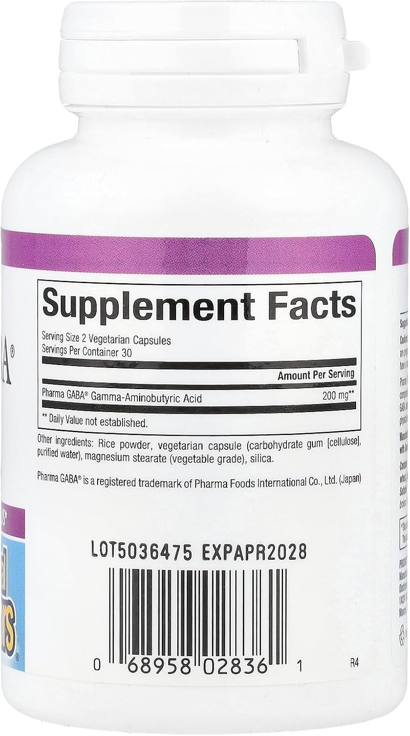 Natural Factors Stress-Relax Pharma GABA 100 mg - Non-Drowsy Stress Support for Relaxation and Mental Focus - 60 Vegetarian Capsules