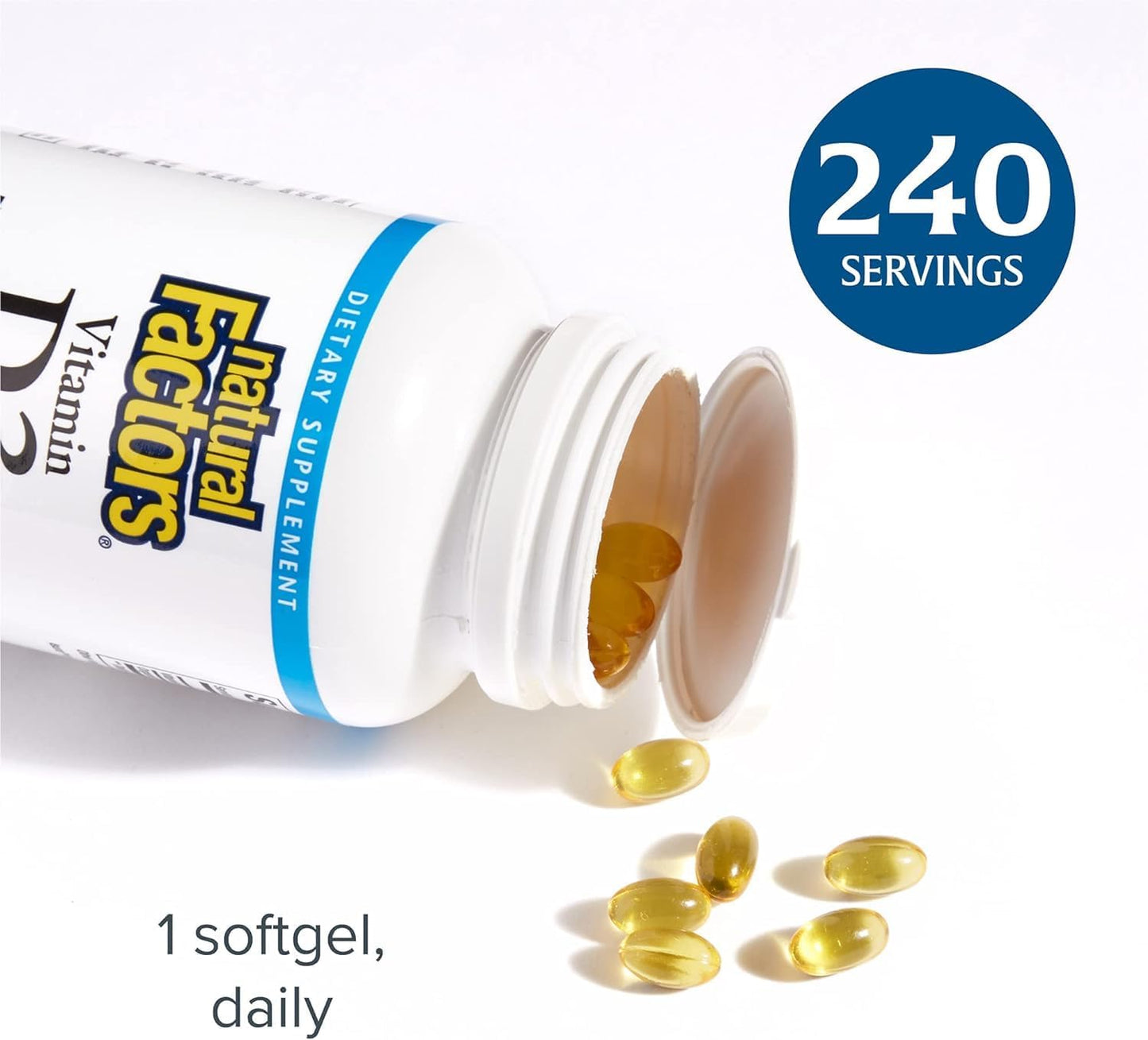 Natural Factors Vitamin D3 2000 IU Soft Gels for Healthy Bones - 240 Count