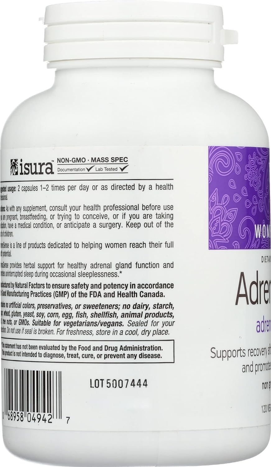 Natural Factors WomenSense AdrenaSense Capsules - Herbal Supplement for Adrenal Support and Stress Relief - Vegan and Non-GMO - 120 Count