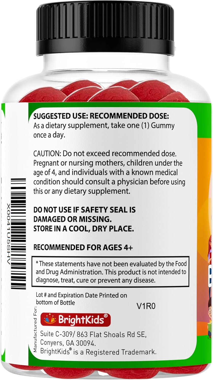 Natural Focus and Calm Gummies for Kids with Ashwagandha Extract - Supports Concentration, Rest, Mood, Energy, and Relaxation - 60ct