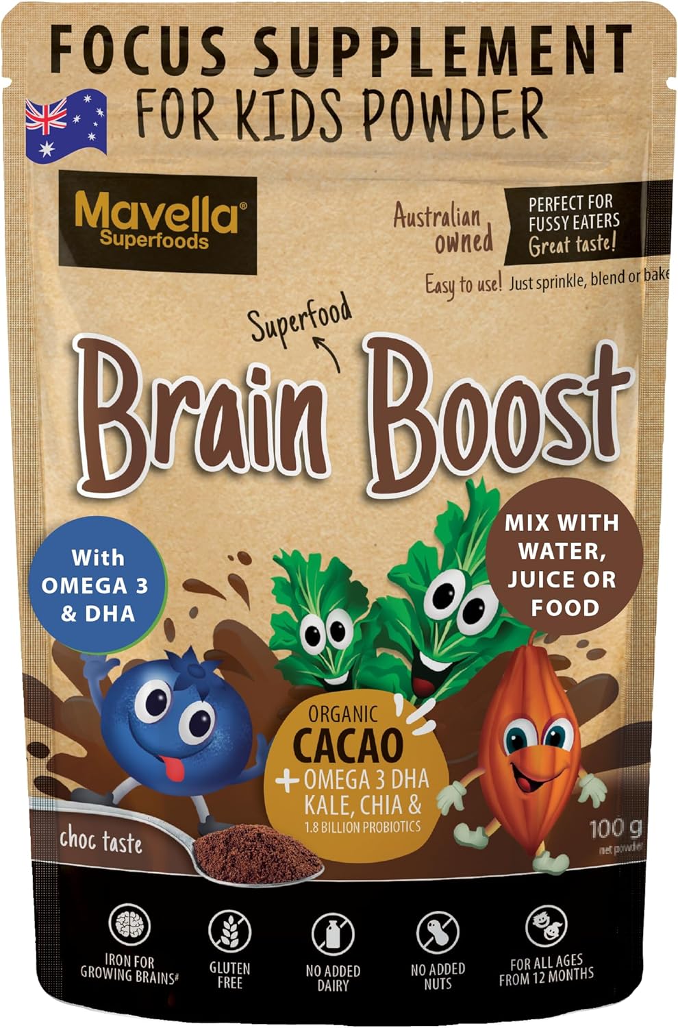 Natural Focus & Attention Support Supplement for Kids - Omega-3 DHA Flaxseed Kids Focus Vitamins 3.52oz