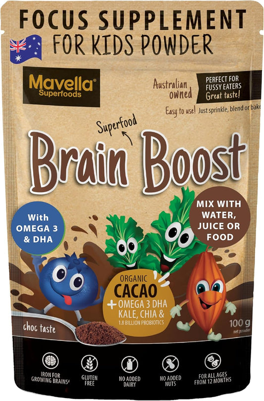 Natural Focus & Attention Support Supplement for Kids - Omega-3 DHA Flaxseed Kids Focus Vitamins 3.52oz