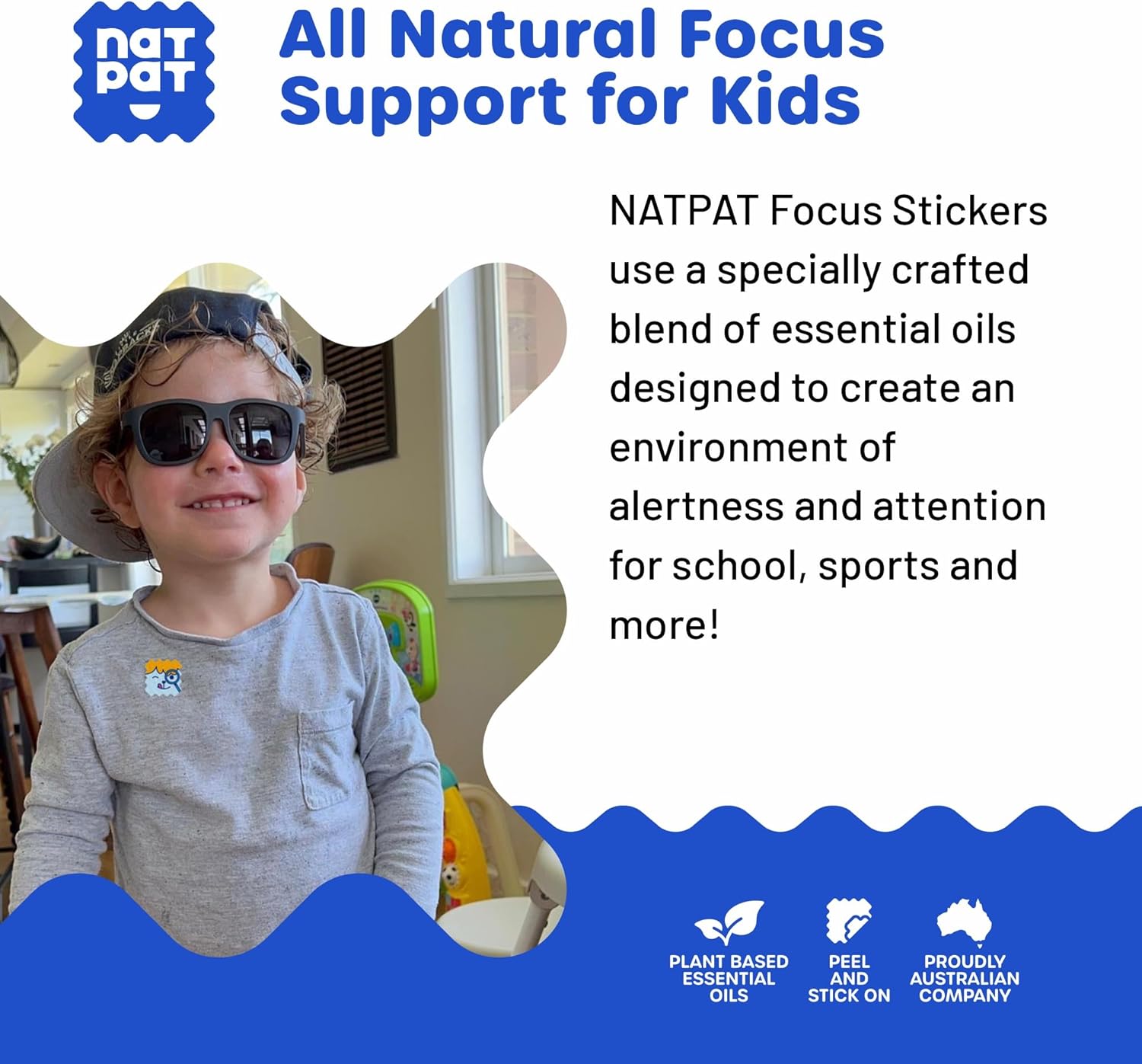 Natural Focus Patches for Kids and Adults - 24 Count - Supports Attention, Focus, Concentration - Chemical-Free Brain Boost - BuzzPatch Focus Stickers