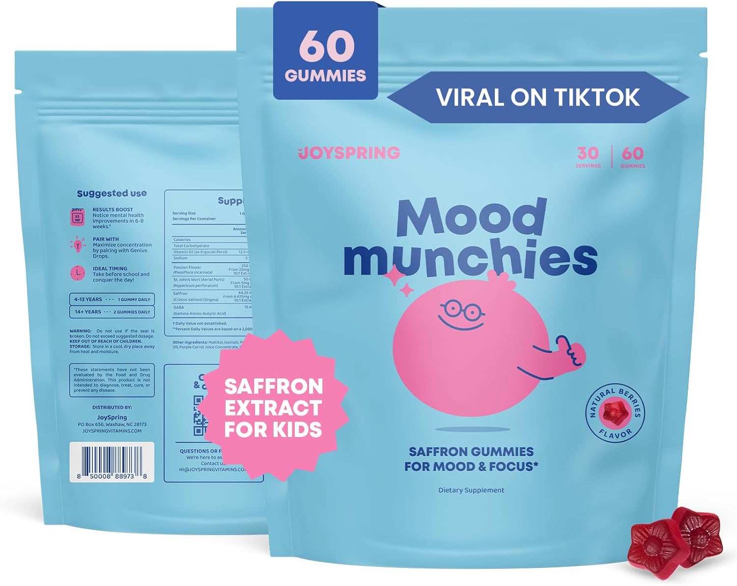 Natural Genius Drops and Saffron Gummies by JoySpring - Kids Brain and Immune Support
