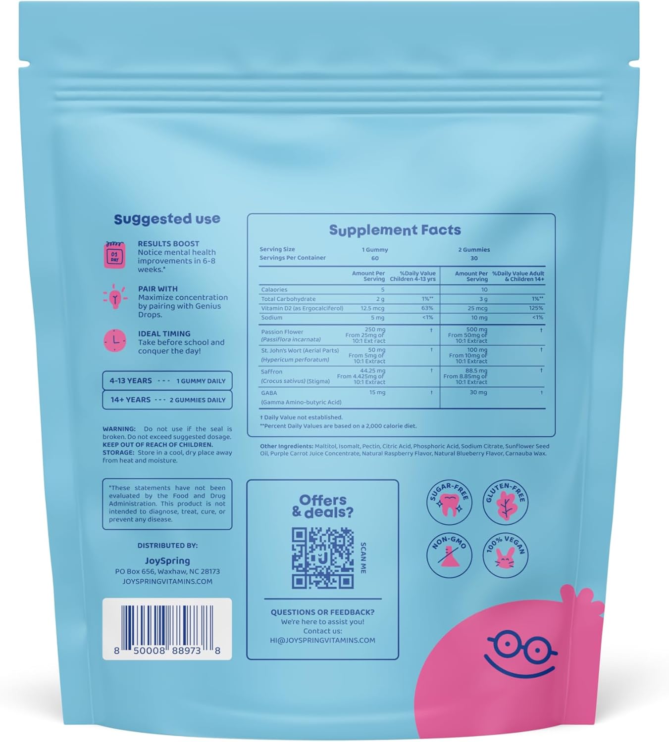 Natural Genius Drops and Saffron Gummies by JoySpring - Kids Brain and Immune Support