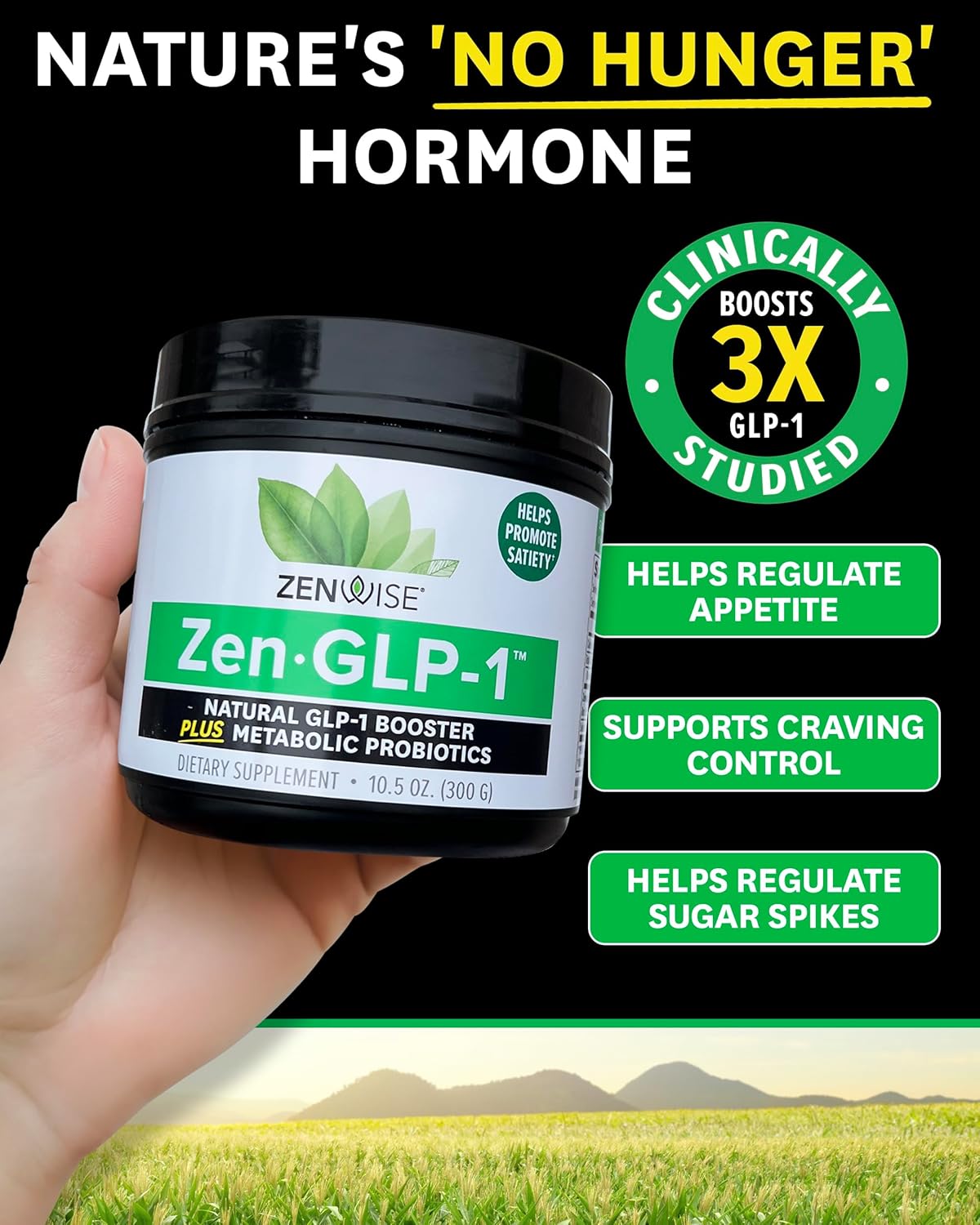 Natural GLP-1 Probiotic Supplement for Hunger Control & Digestive Health - 30-Day Supply by Zenwise Health