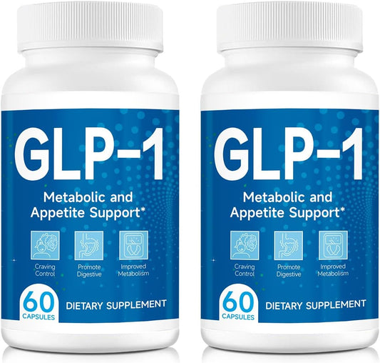 Natural GLP-1 Support Capsules for Men and Women - 60 Capsules x 2 Packs - Take Before Meals