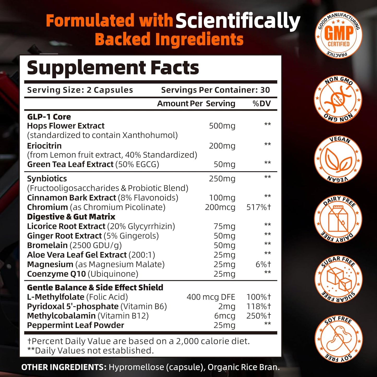 Natural GLP-1 Support Supplement for Gut Health, Digestion & Energy - 60 Capsules