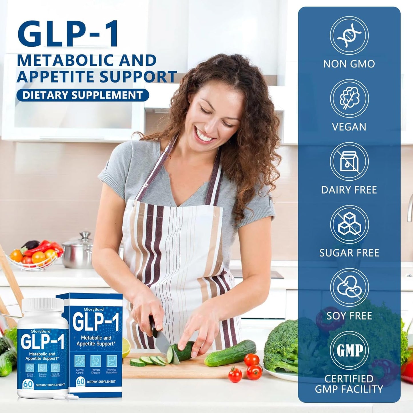 Natural GLP-1 Support Supplement for Men and Women - 60 Capsules (2 Packs) - Promotes Healthy GLP-1 Levels Before Meals