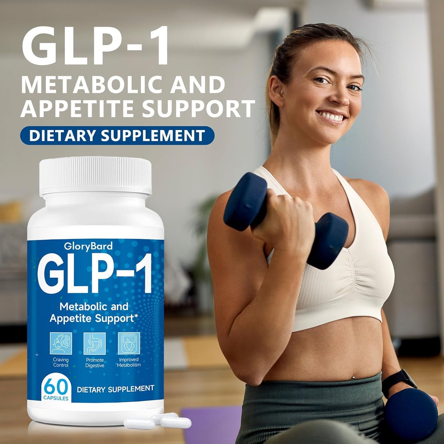 Natural GLP-1 Support Supplement for Men and Women - 60 Capsules (2 Packs) - Promotes Healthy GLP-1 Levels Before Meals