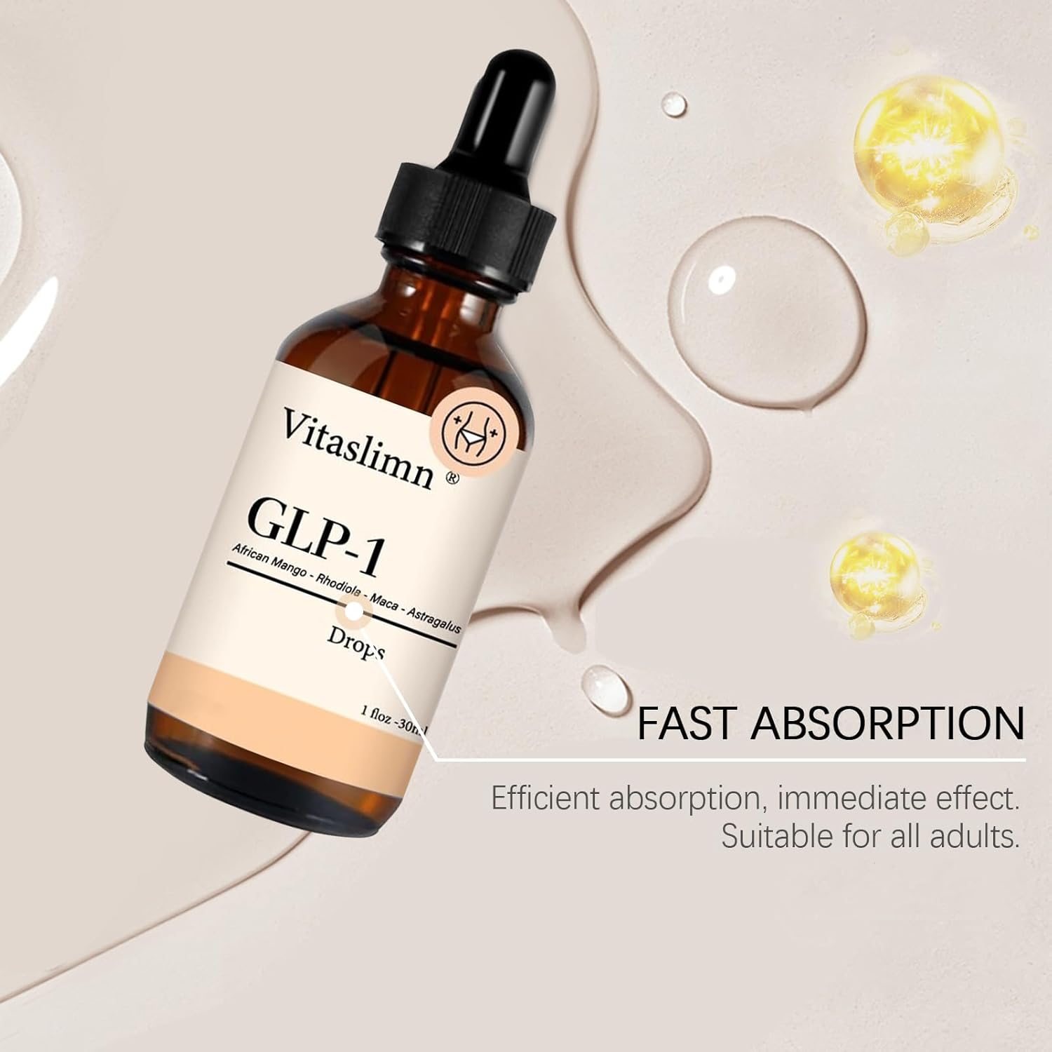 Natural GLP-1 Weight Loss Supplement - Liquid Drops for Appetite Control - Single Bottle