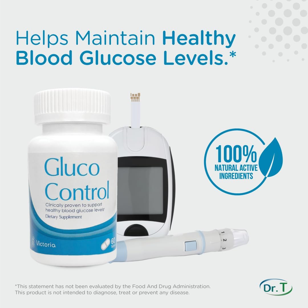 Natural Gluco Control Supplement with Garcinia Cambogia, Gymnema Sylvestre, White Kidney Bean, Green Tea - 60 Caps