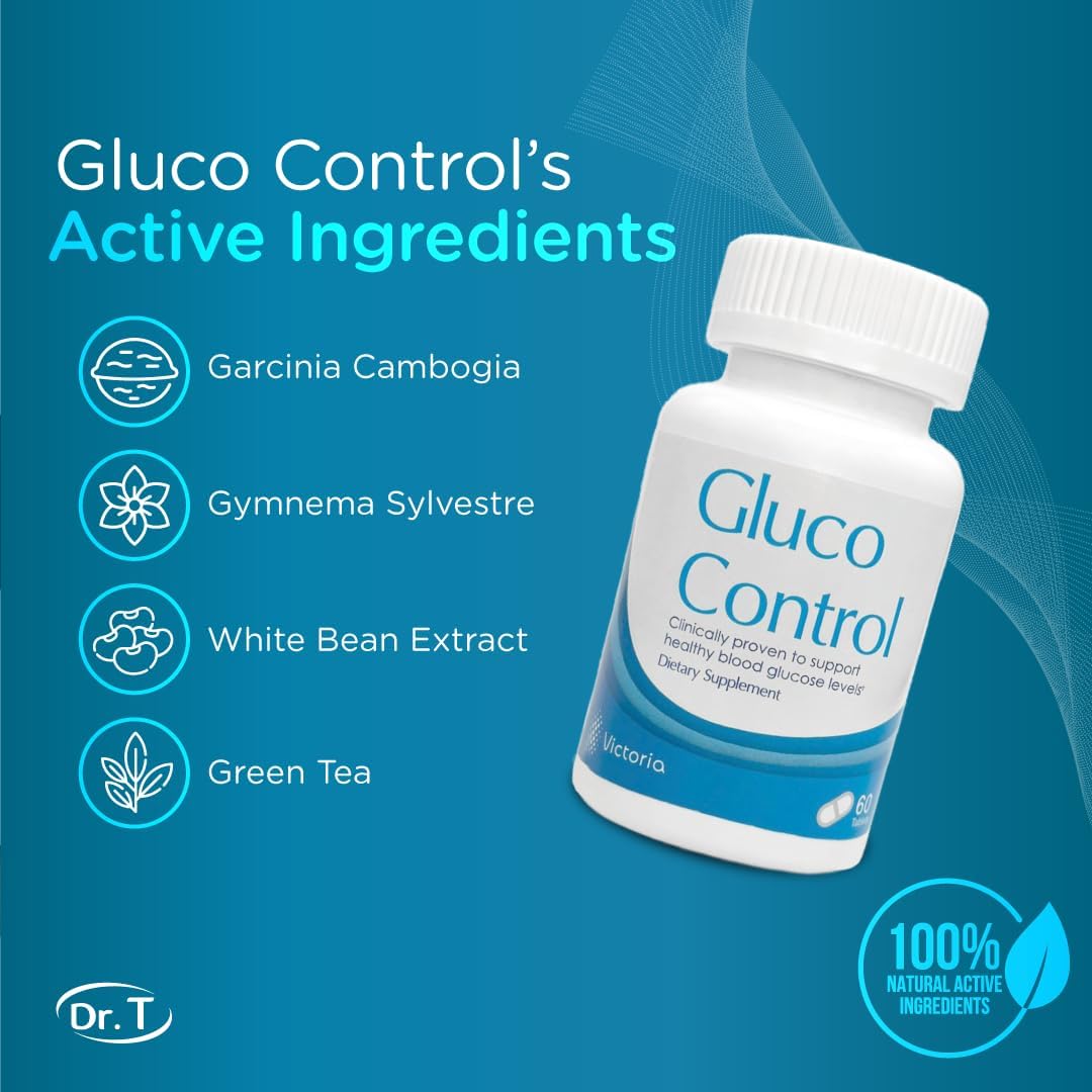 Natural Gluco Control Supplement with Garcinia Cambogia, Gymnema Sylvestre, White Kidney Bean, Green Tea - 60 Caps