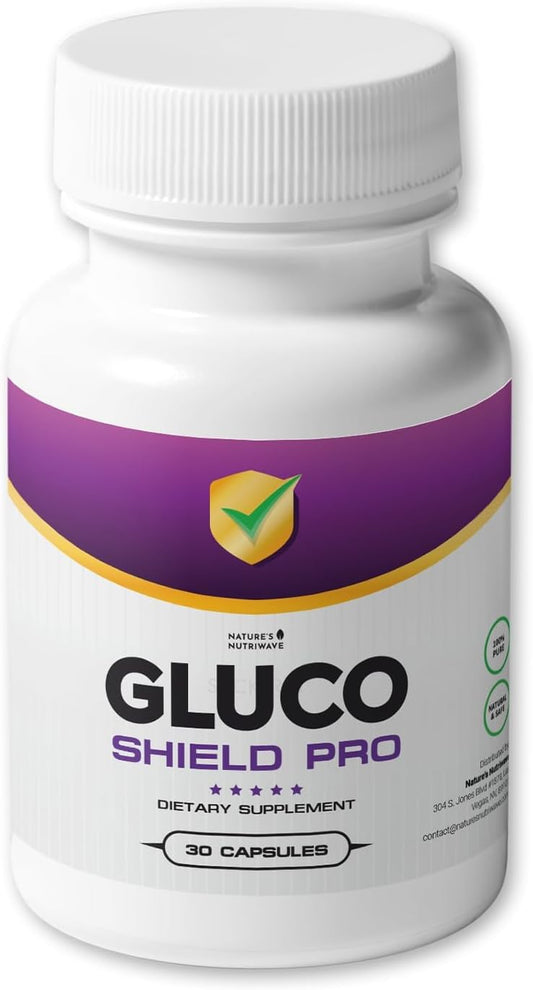 Natural GlucoShield Pro Supplement with Vitamins B1, B2, B6, Magnesium, Zinc & Calcium | Non-GMO, Stimulant-Free | Made in USA | 30 Capsules