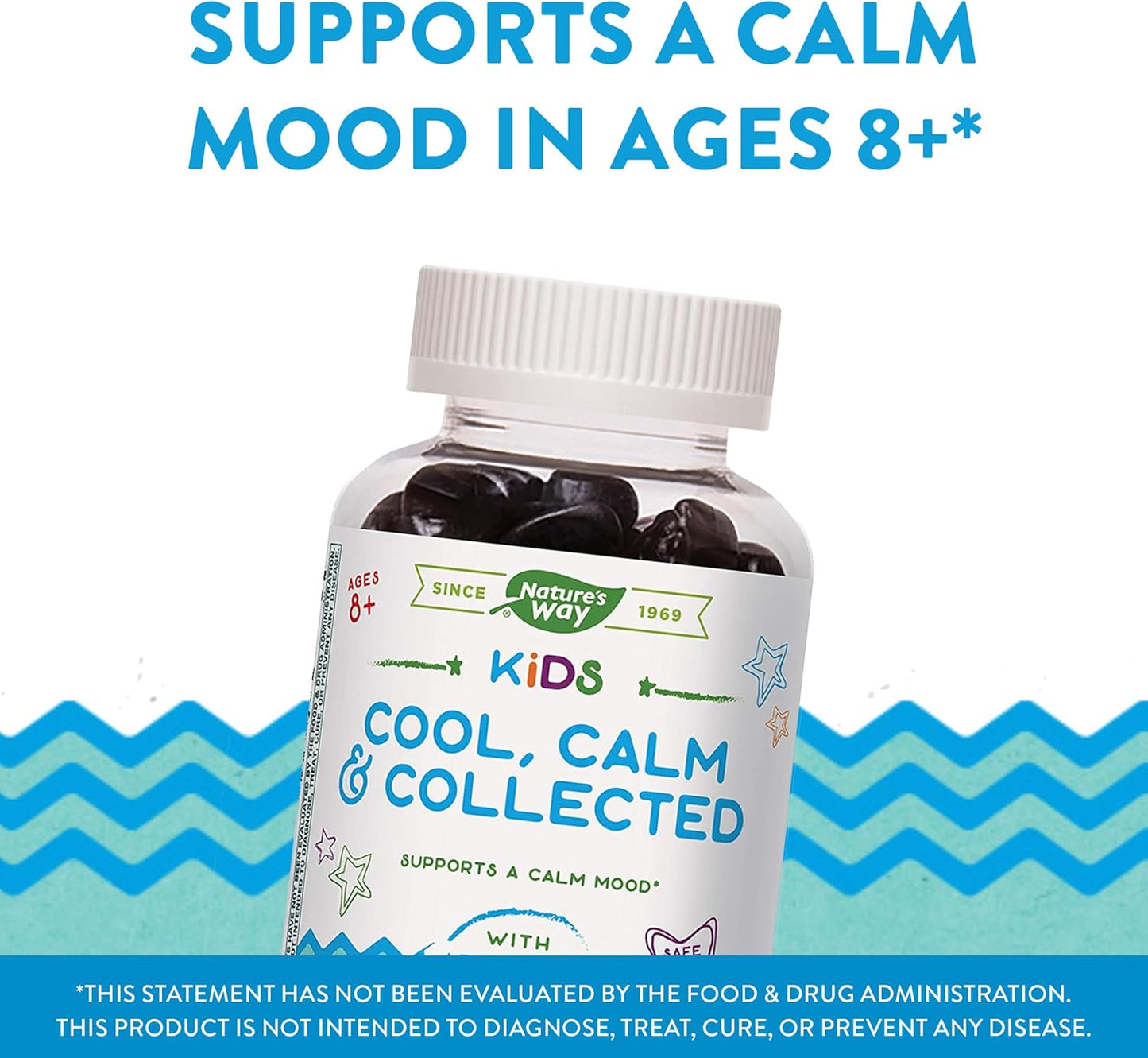 Natural Grape Flavored Kids Gummies for Ages 8+, Promoting Calmness and Focus with Nature's Way Formula, 40 Gummies