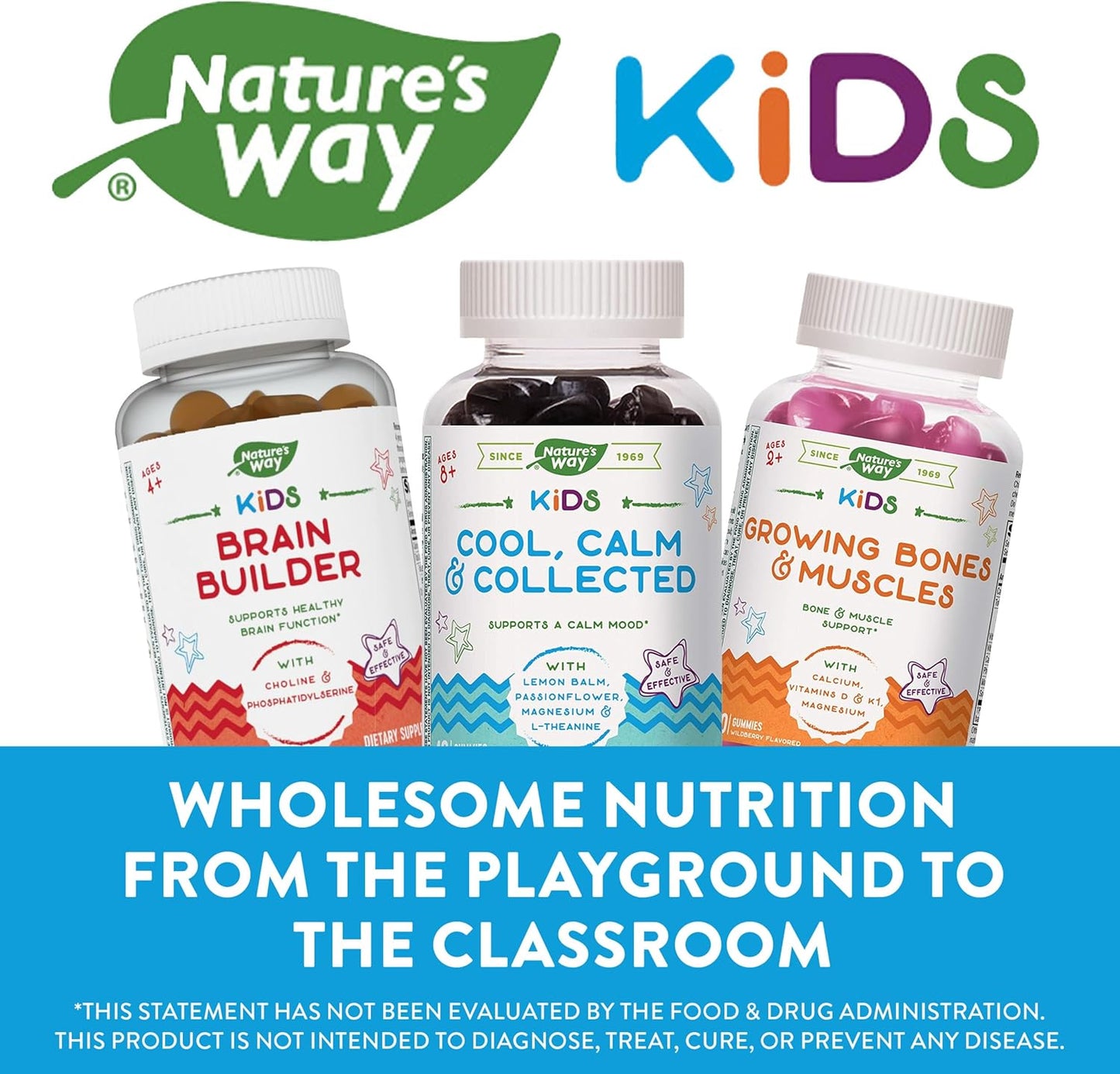 Natural Grape Flavored Kids Gummies for Ages 8+, Promoting Calmness and Focus with Nature's Way Formula, 40 Gummies