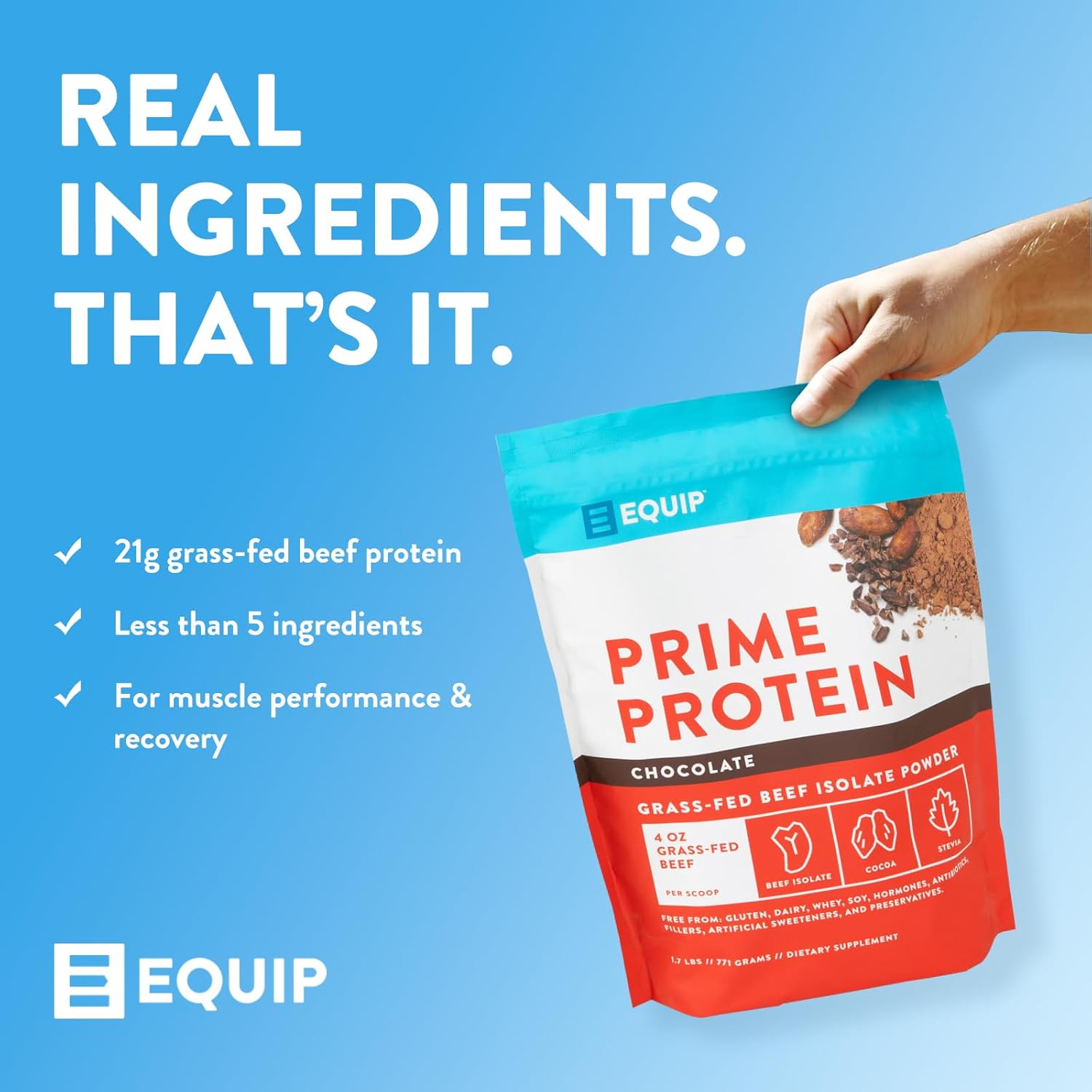 Natural Grass-Fed Beef Protein Powder | Prime Protein Isolate for Carnivores | Paleo & Keto Friendly | Gluten & Dairy Free | Chocolate Flavor | 30 Servings