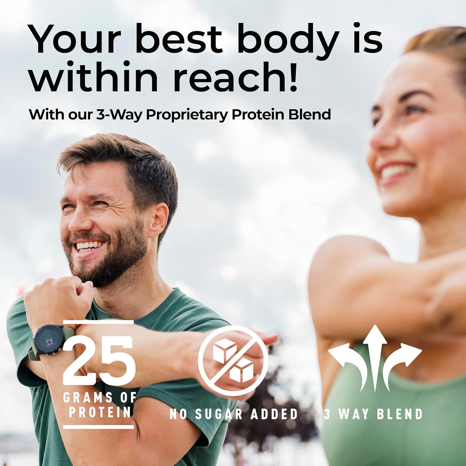 Natural Grass Fed Whey Protein Powder - Unflavored 3-Whey Blend with 25g Protein per Serving - 5lb, 75 Servings