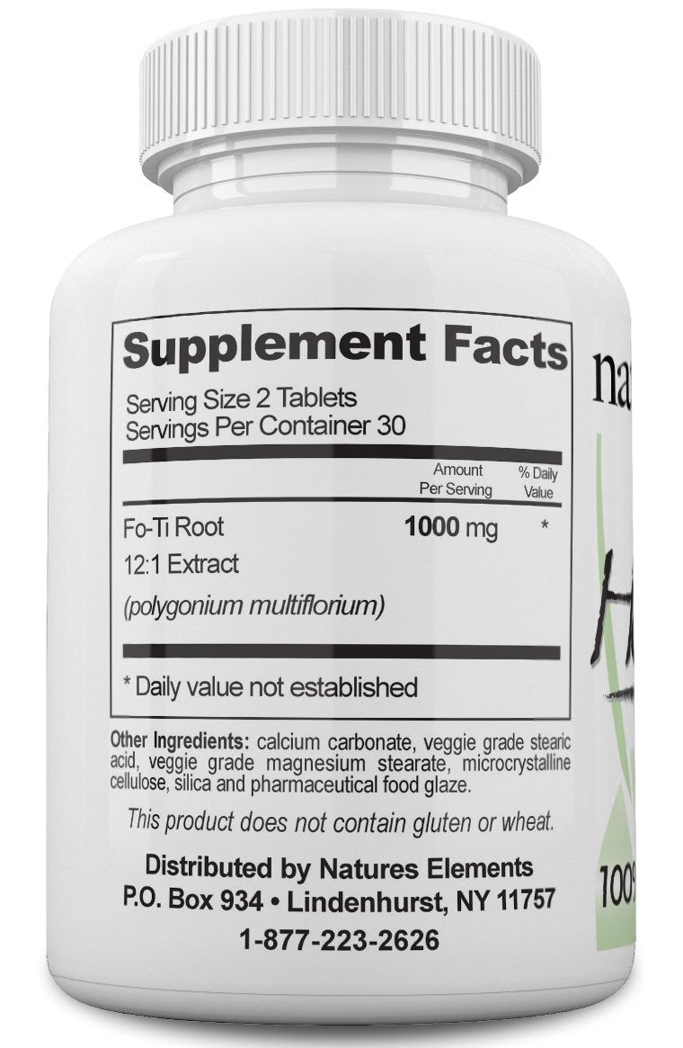 Natural Gray Hair Solution - Foti Chinese Herb Tablets for Hair Growth - 500mg Made in USA