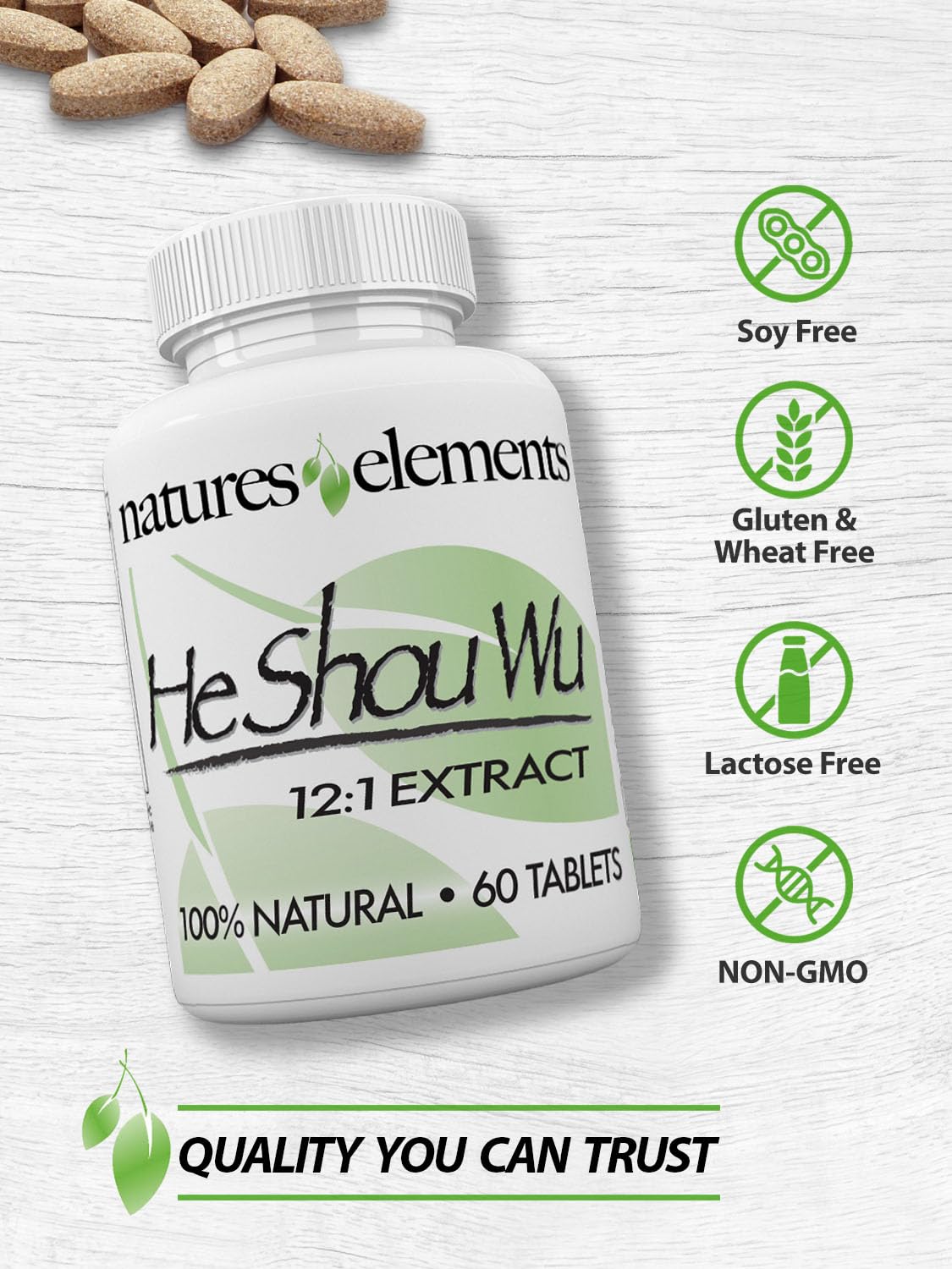 Natural Gray Hair Solution - Foti Chinese Herb Tablets for Hair Growth - 500mg Made in USA