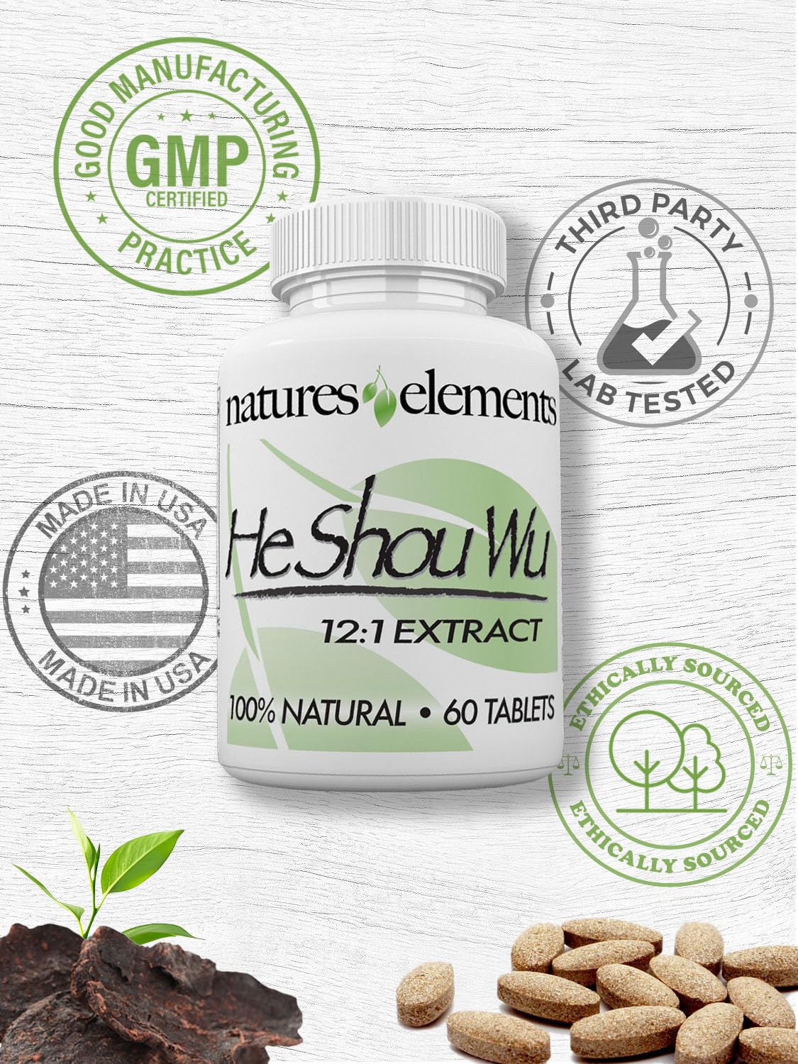 Natural Gray Hair Solution - Foti Chinese Herb Tablets for Hair Growth - 500mg Made in USA