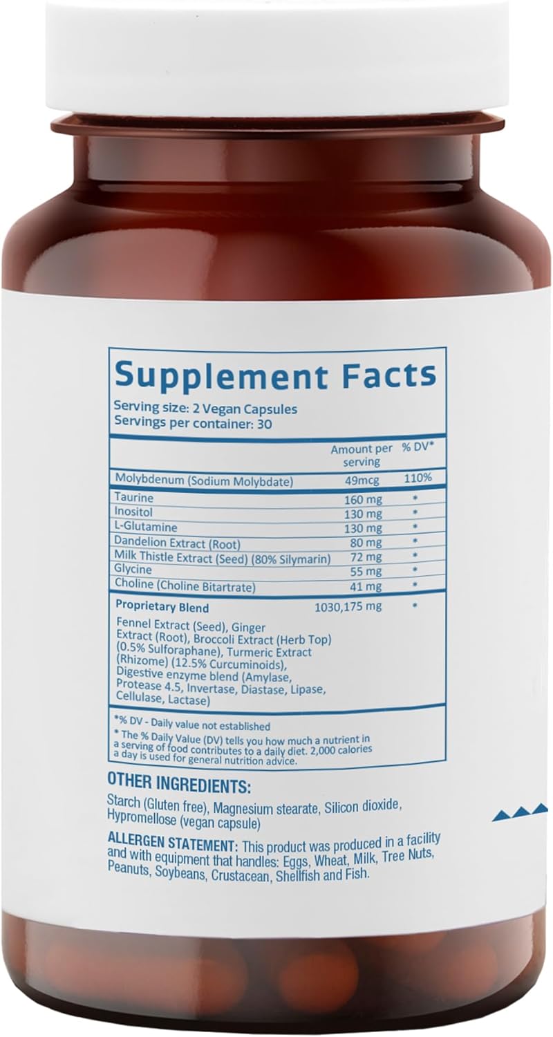 Natural Gut Health Supplement with Milk Thistle, Turmeric, and Fennel - 60 Anti-Bloating Capsules