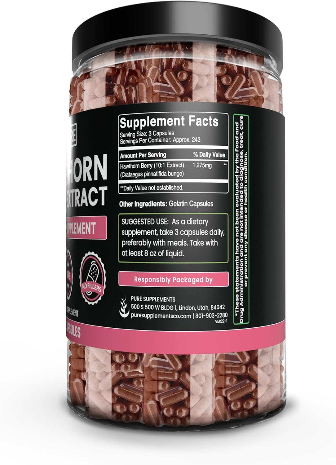 Natural Hawthorn Berry Extract Capsules - Pure & Original Ingredients, 730 Count, No Additives or Fillers