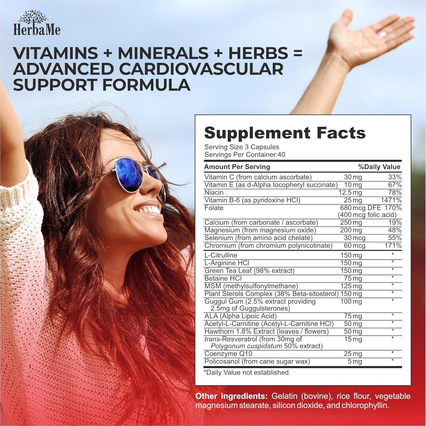 Natural Heart Health Supplement with 120 Capsules - Supports Cardiovascular Health, Healthy Cholesterol & Blood Pressure | Promotes Clean Arteries & Protects Against Homocysteine & CRP Levels