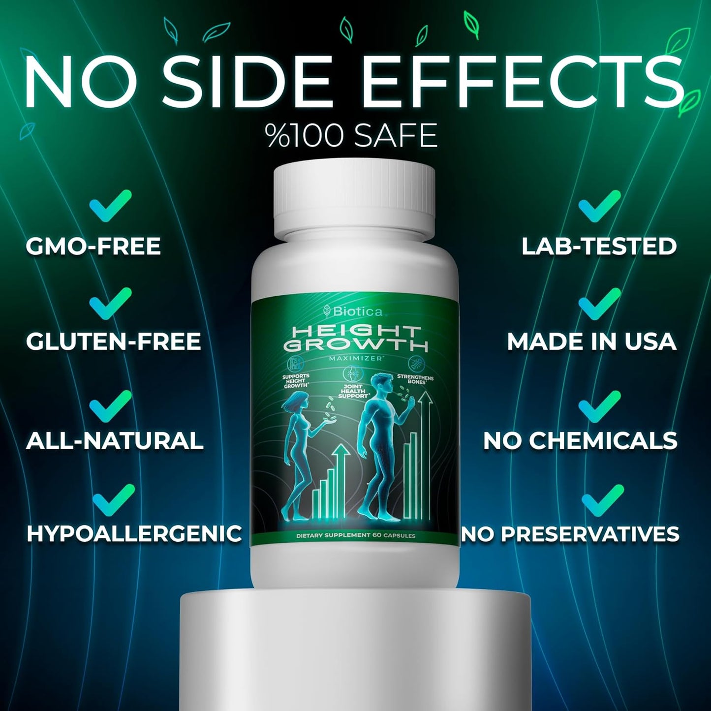 Natural Height Growth Maximizer Pills with Bone Up Calcium Supplement for Growth Factor Support and Stature Development