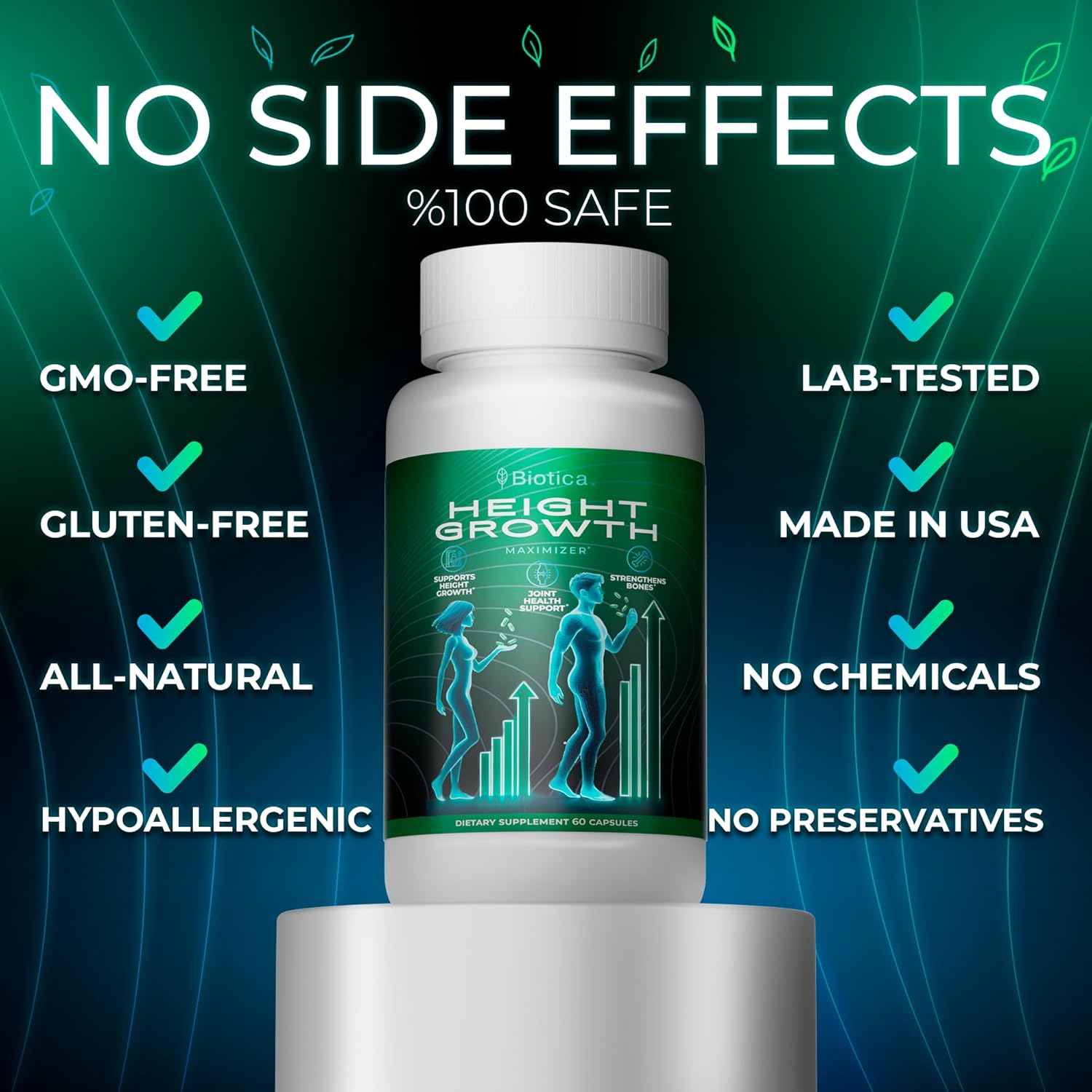 Natural Height Growth Maximizer Pills with Bone Up Calcium Supplement for Growth Factor Support and Stature Development