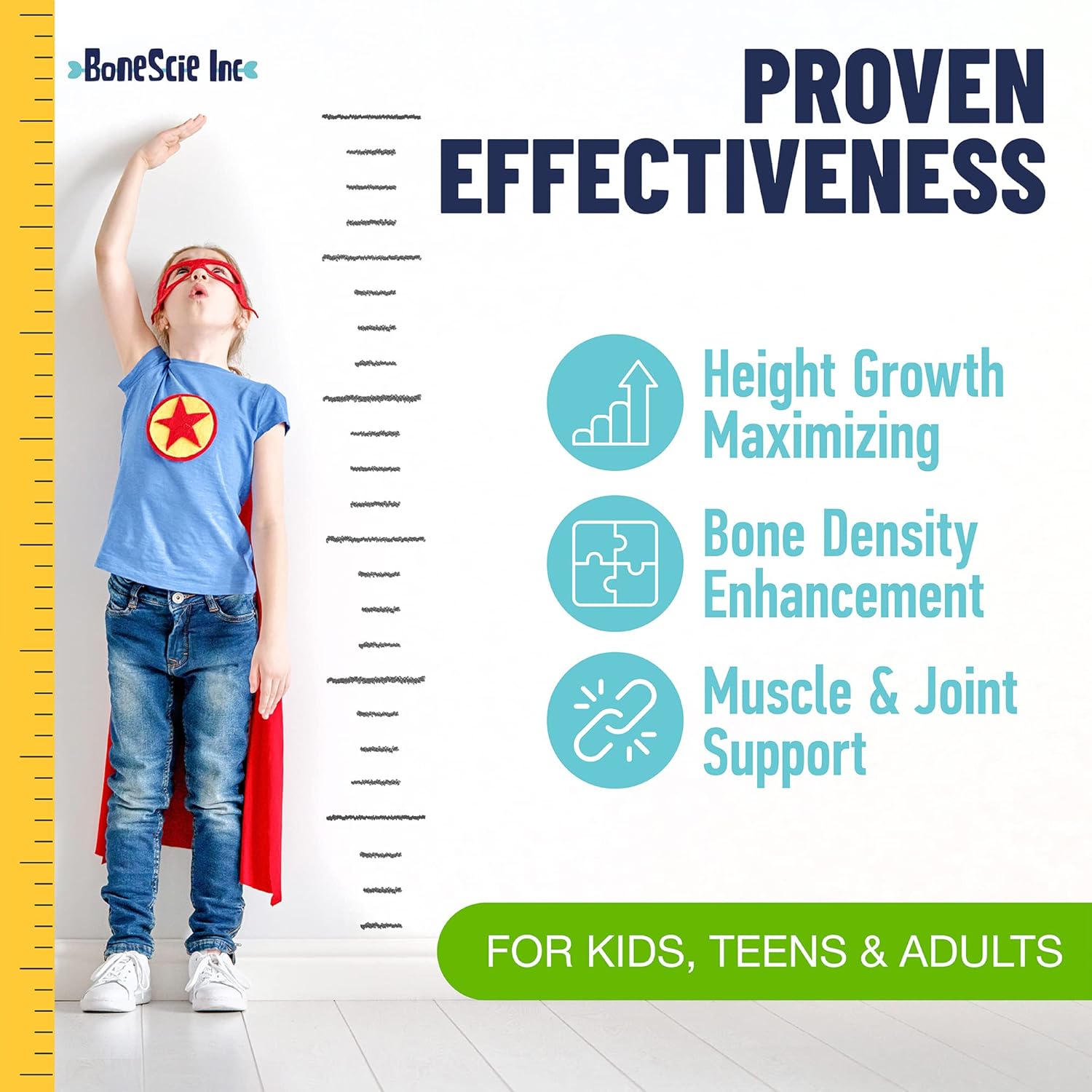 Natural Height Increase Supplement - Made in USA - Growth Maximizer Pills for Adults, Teens & Kids - Boost Bone Growth & Grow Taller - Vitamins for Height Gain - 120 Capsules