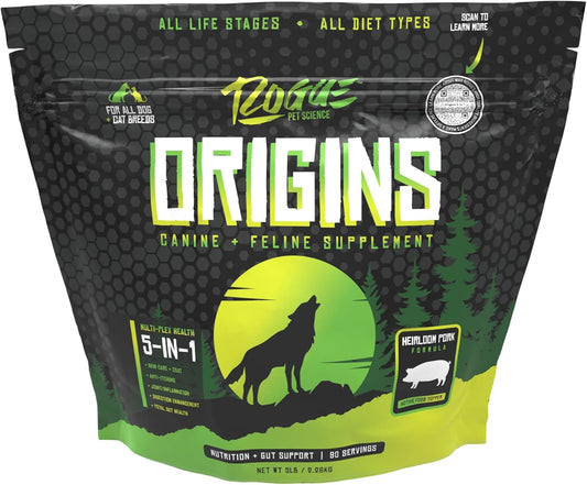 Natural Heirloom Pork Protein Dog Supplement - Supports Digestion, Skin, Coat - Reduces Itching & Joint Inflammation