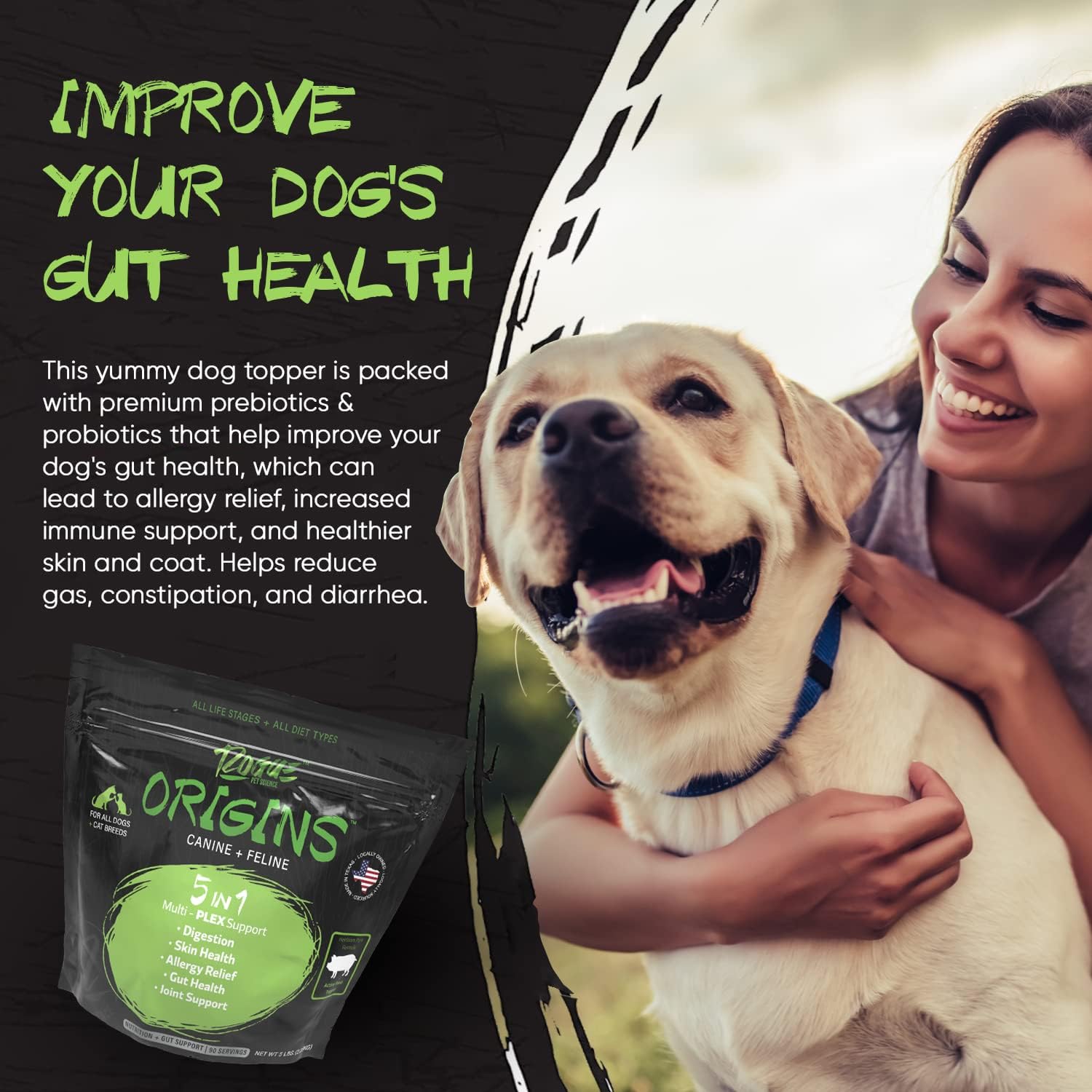 Natural Heirloom Pork Protein Dog Supplement - Supports Digestion, Skin, Coat - Reduces Itching & Joint Inflammation
