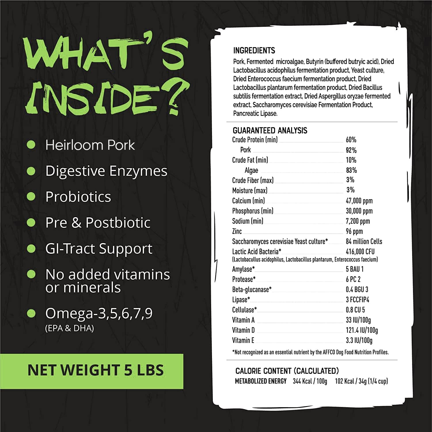Natural Heirloom Pork Protein Dog Supplement - Supports Digestion, Skin, Coat - Reduces Itching & Joint Inflammation