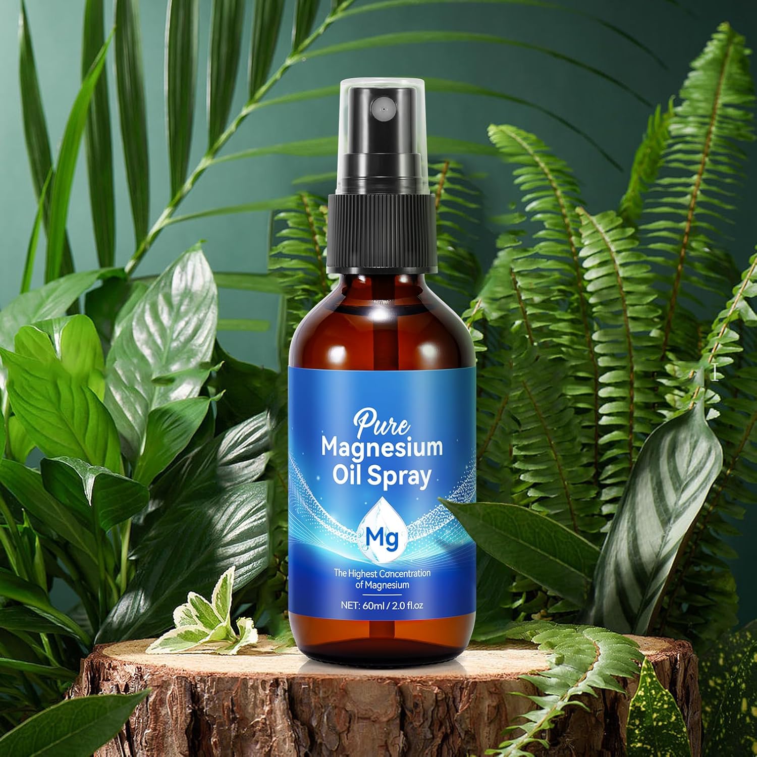 Natural HelPure Magnesium Oil Spray for Feet - 2 Oz, 17.5mg Magnesium per Spray - Concentrated Pure Magnesium Chloride Oil for Topical Use