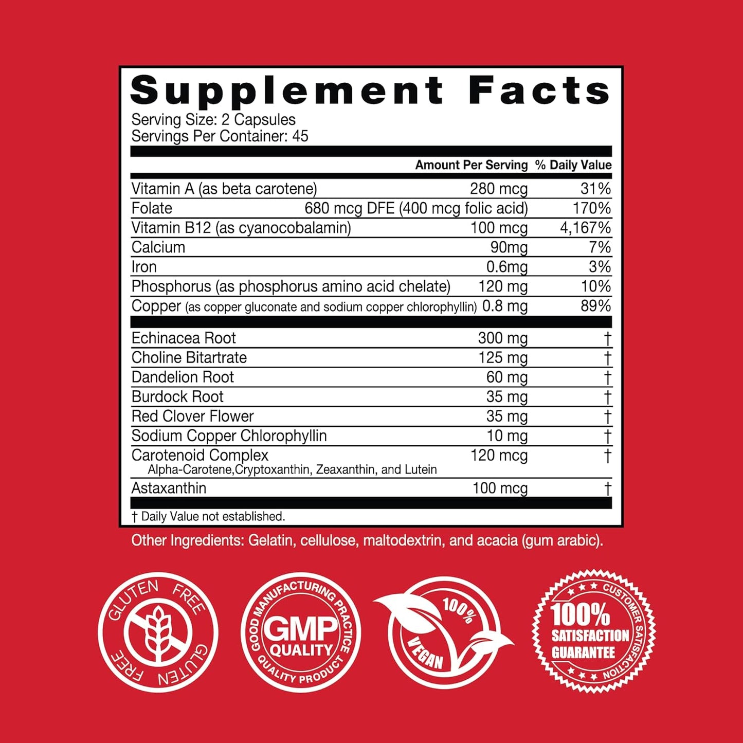 Natural Herbal Blood Cleansing Dietary Supplement with Gluten-Free Ingredients (90 Capsules)