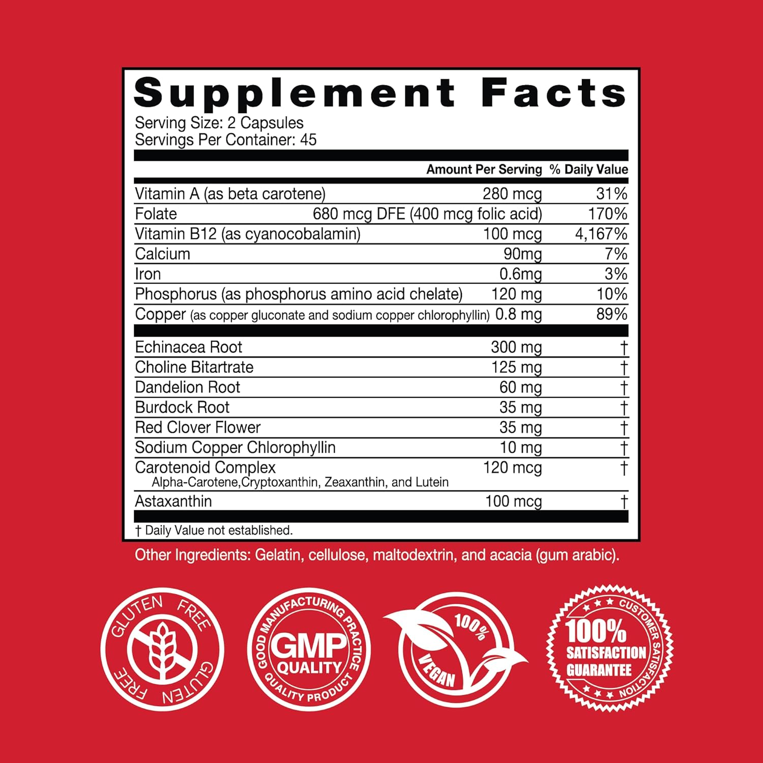 Natural Herbal Blood Cleansing Dietary Supplement with Gluten-Free Ingredients (90 Capsules)