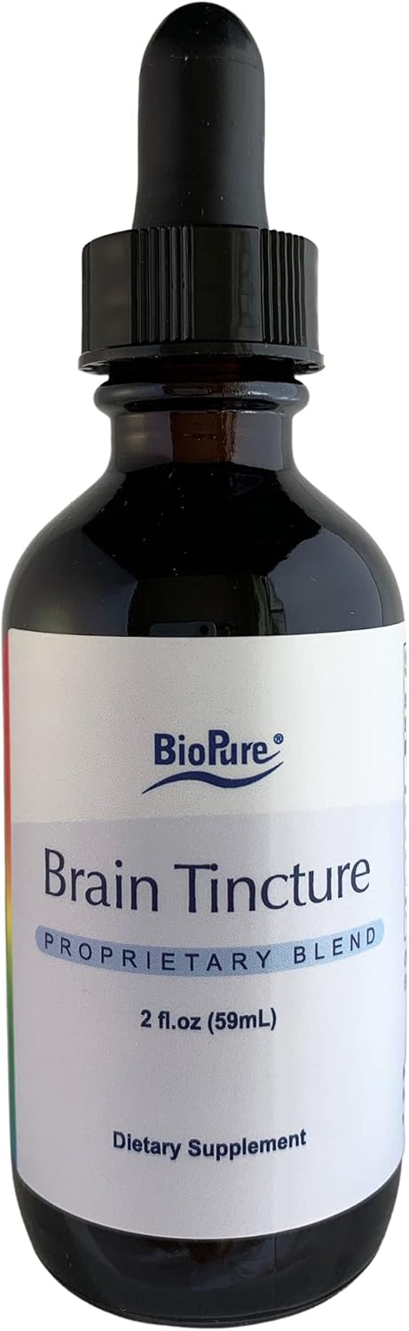 Natural Herbal Brain Tincture with Ginkgo Biloba, Rosemary, and Bacopa - Mental Clarity & Memory Support - 2 fl oz
