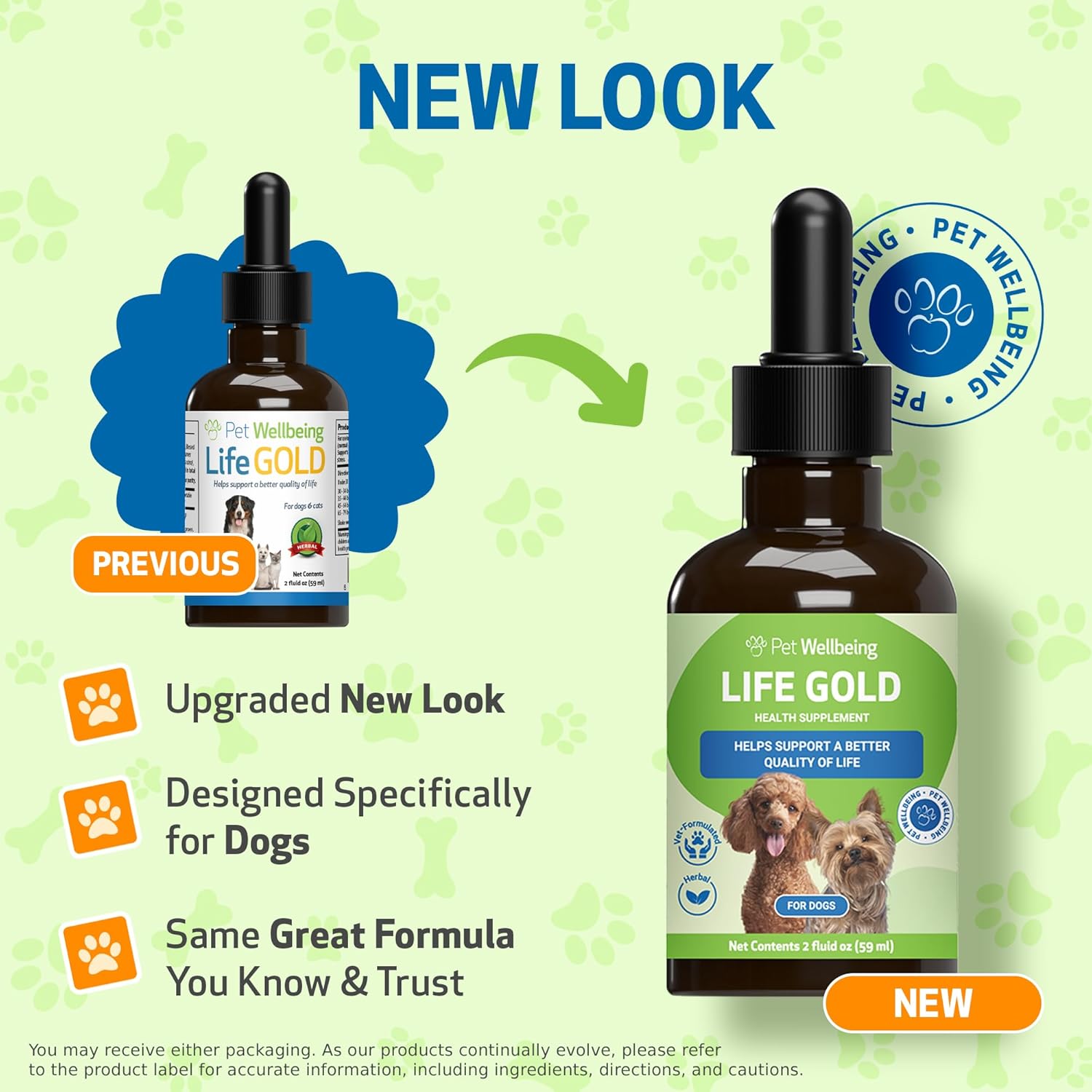 Natural Herbal Immune Support Supplement for Dogs - Pet Wellbeing Life Gold - Vet-Formulated Antioxidant Protection - 2 oz