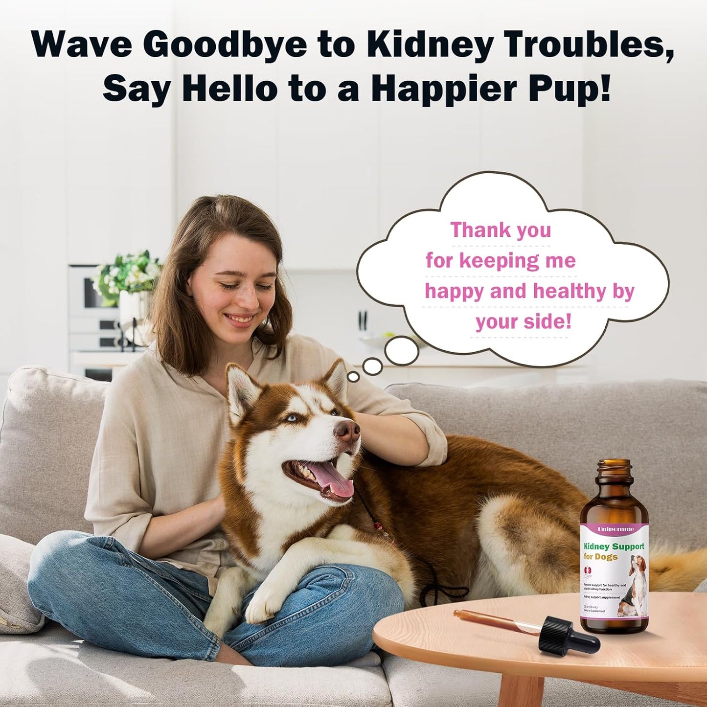 Natural Herbal Kidney Support Drops for Dogs - 2 oz - Improve Kidney Function, Blood in Urine, Appetite - Promotes Health