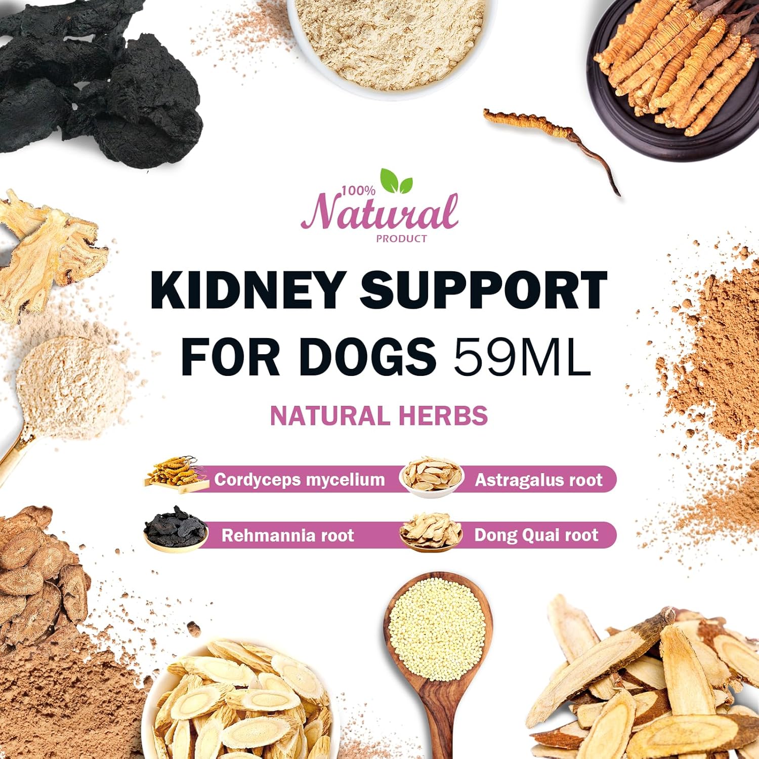Natural Herbal Kidney Support Drops for Dogs - 2 oz - Improve Kidney Function, Blood in Urine, Appetite - Promotes Health