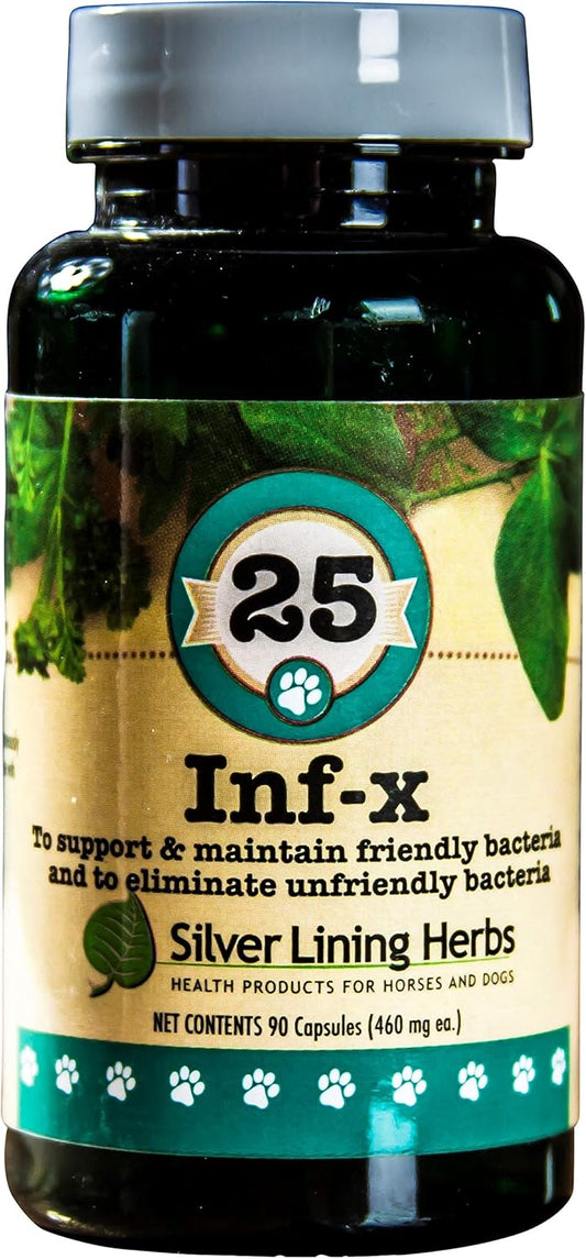Natural Herbal Supplement for Dogs - Supports Healthy Digestion & Detoxification - Silver Lining Herbs 25 Canine INF-X - 90 Capsules