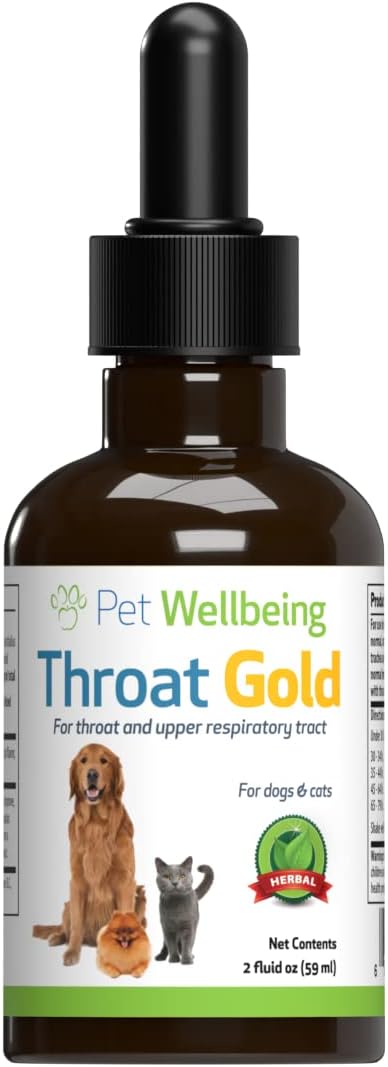 Natural Herbal Supplement for Dogs - Vet-Formulated Throat Gold for Soothing Throat Discomfort, Hoarseness, and Cough - 2 oz