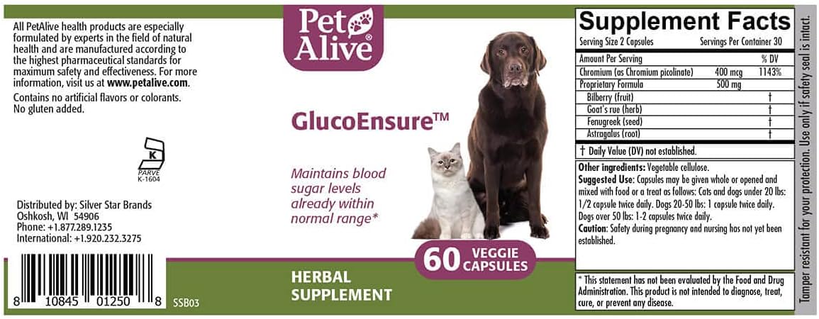 Natural Herbal Supplement for Maintaining Normal Blood Sugar Levels in Pets - PetAlive GlucoEnsure