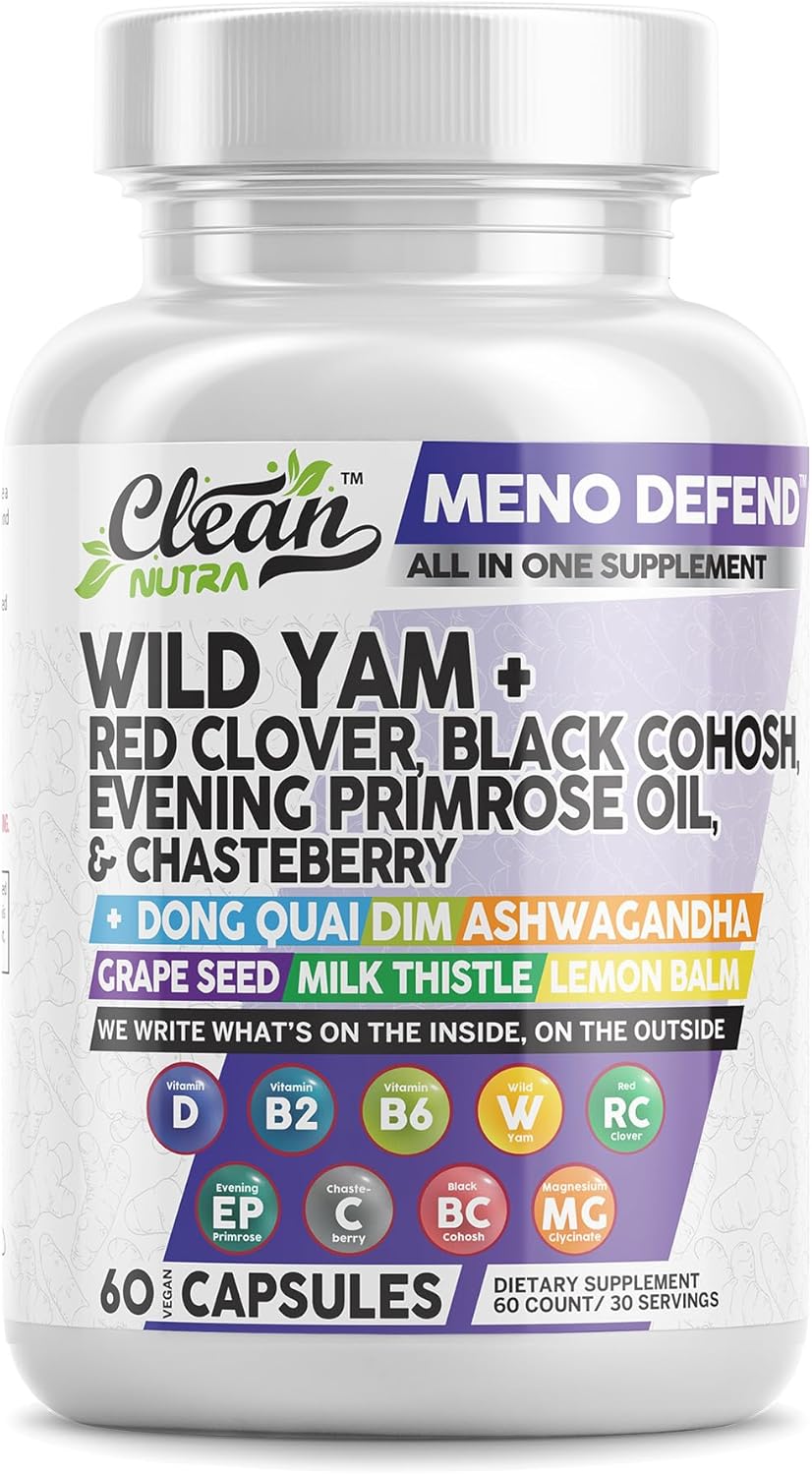 Natural Hormone Balance Capsules with Wild Yam Root, Red Clover, Black Cohosh, and Ashwagandha - Supports Women's Health and Wellness