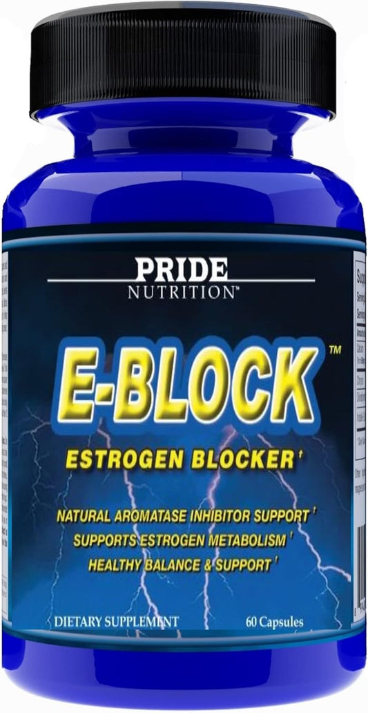 Natural Hormone Balance Supplement for Men & Women - E-Block Estrogen Blocker & Aromatase Inhibitor with Acne Support Formula, DIM, Calcium-d-glucarate, Chrysin - Post Cycle Therapy