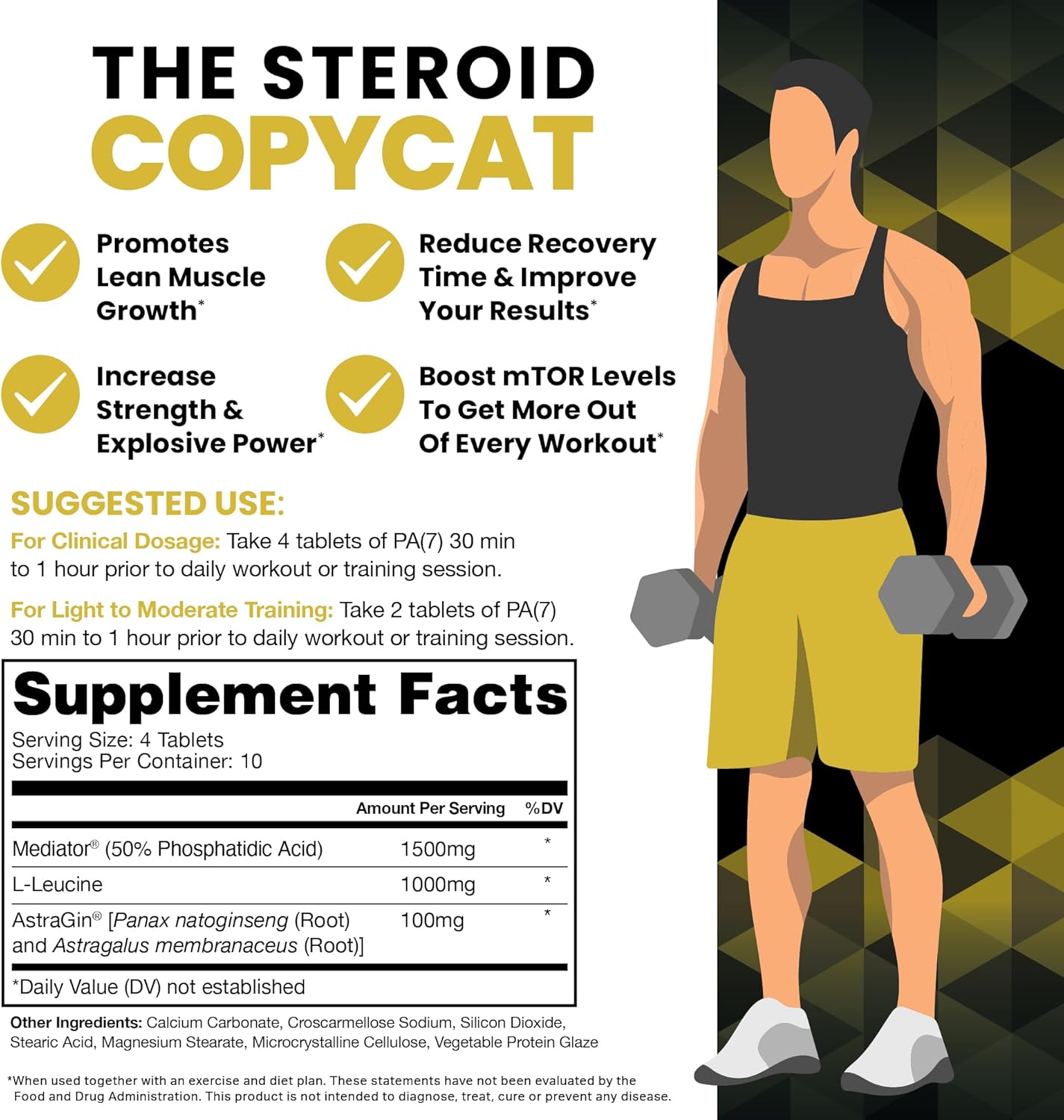 Natural HPN PA(7) Phosphatidic Acid Muscle Builder - Enhance Muscle Growth, Increase Strength, and Boost mTOR Signaling | 10 Day Supply