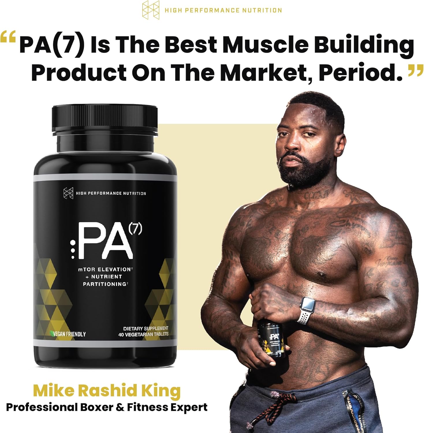 Natural HPN PA(7) Phosphatidic Acid Muscle Builder - Enhance Muscle Growth, Increase Strength, and Boost mTOR Signaling | 10 Day Supply
