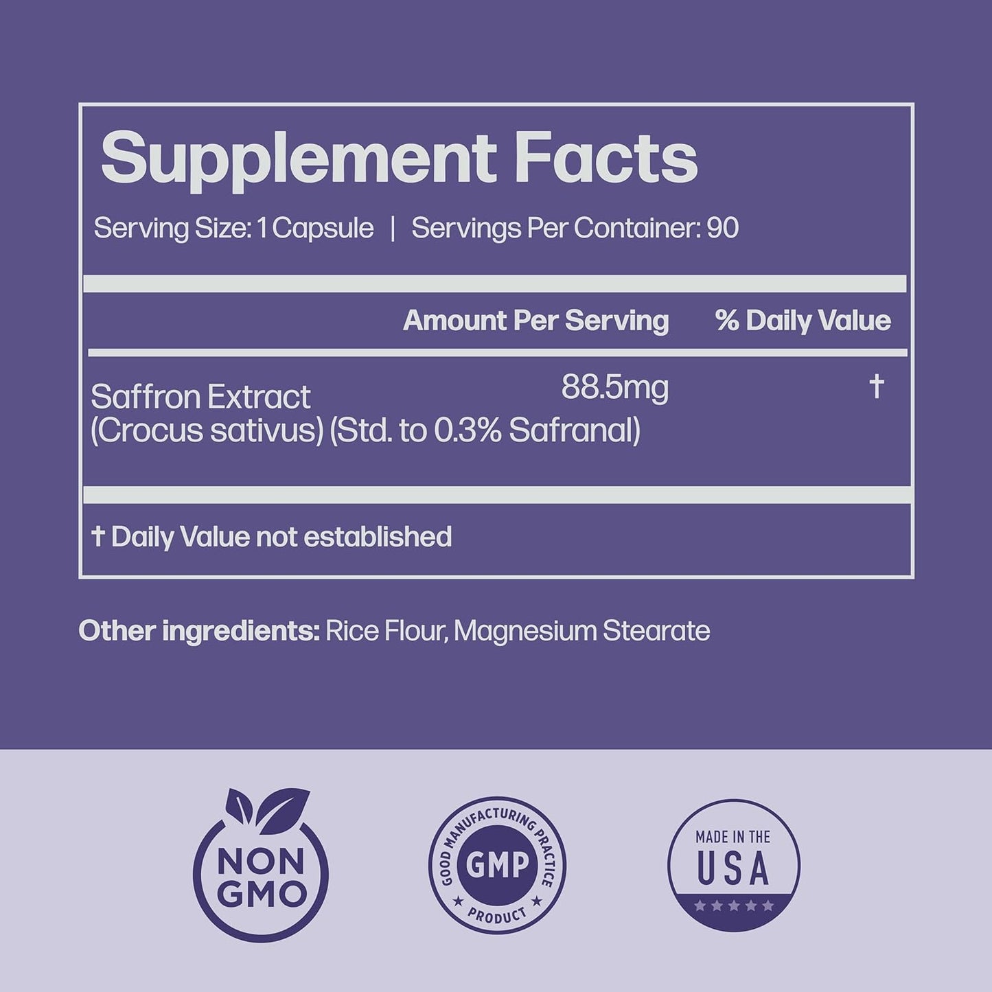 Natural Hunger Control: Saffron Extract Capsules for Weight Loss - Appetite Suppressant for Men & Women - Energy & Mood Boost - 90 Caps - USA Made
