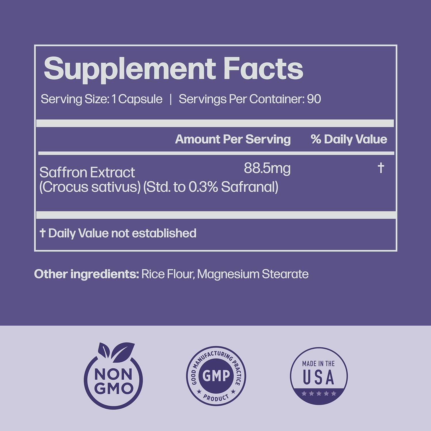 Natural Hunger Control: Saffron Extract Capsules for Weight Loss - Appetite Suppressant for Men & Women - Energy & Mood Boost - 90 Caps - USA Made